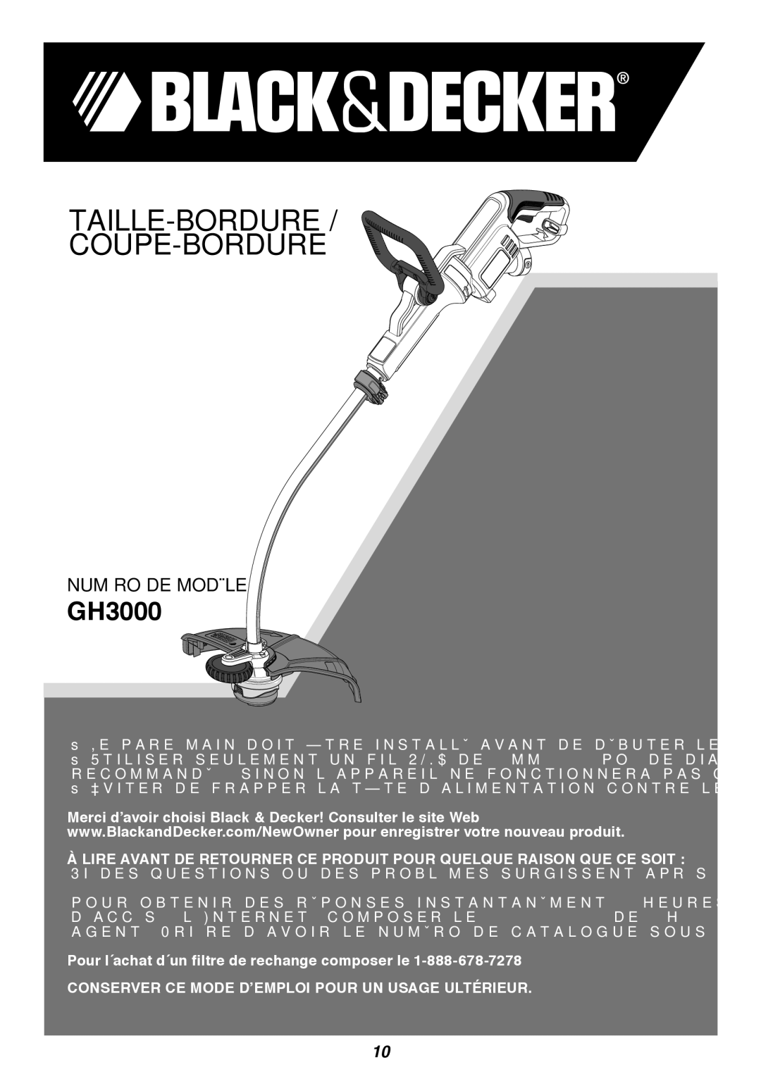 Black & Decker GH3000 instruction manual Taille-Bordure Coupe-Bordure 