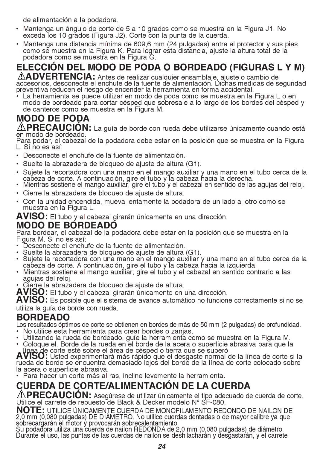 Black & Decker GH3000 Elección DEL Modo DE Poda O Bordeado Figuras L Y M, Modo DE Poda Precaución, Modo DE Bordeado 