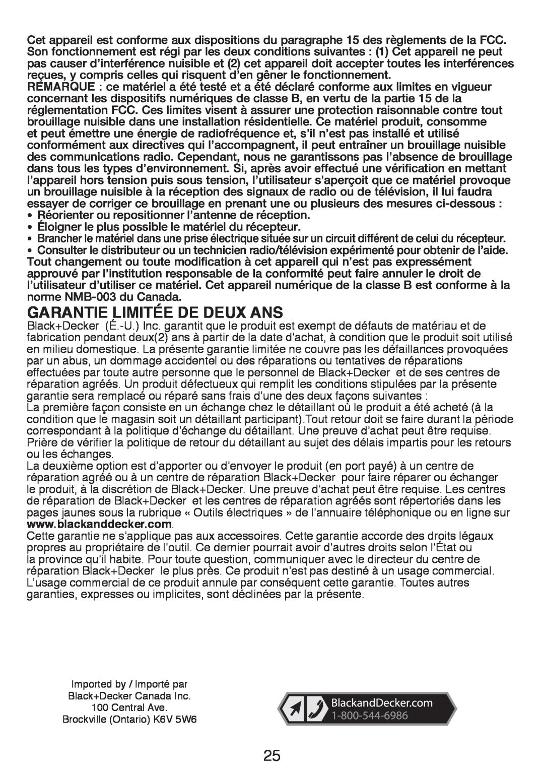 Black & Decker GH3000R instruction manual Garantie Limitée De Deux Ans 