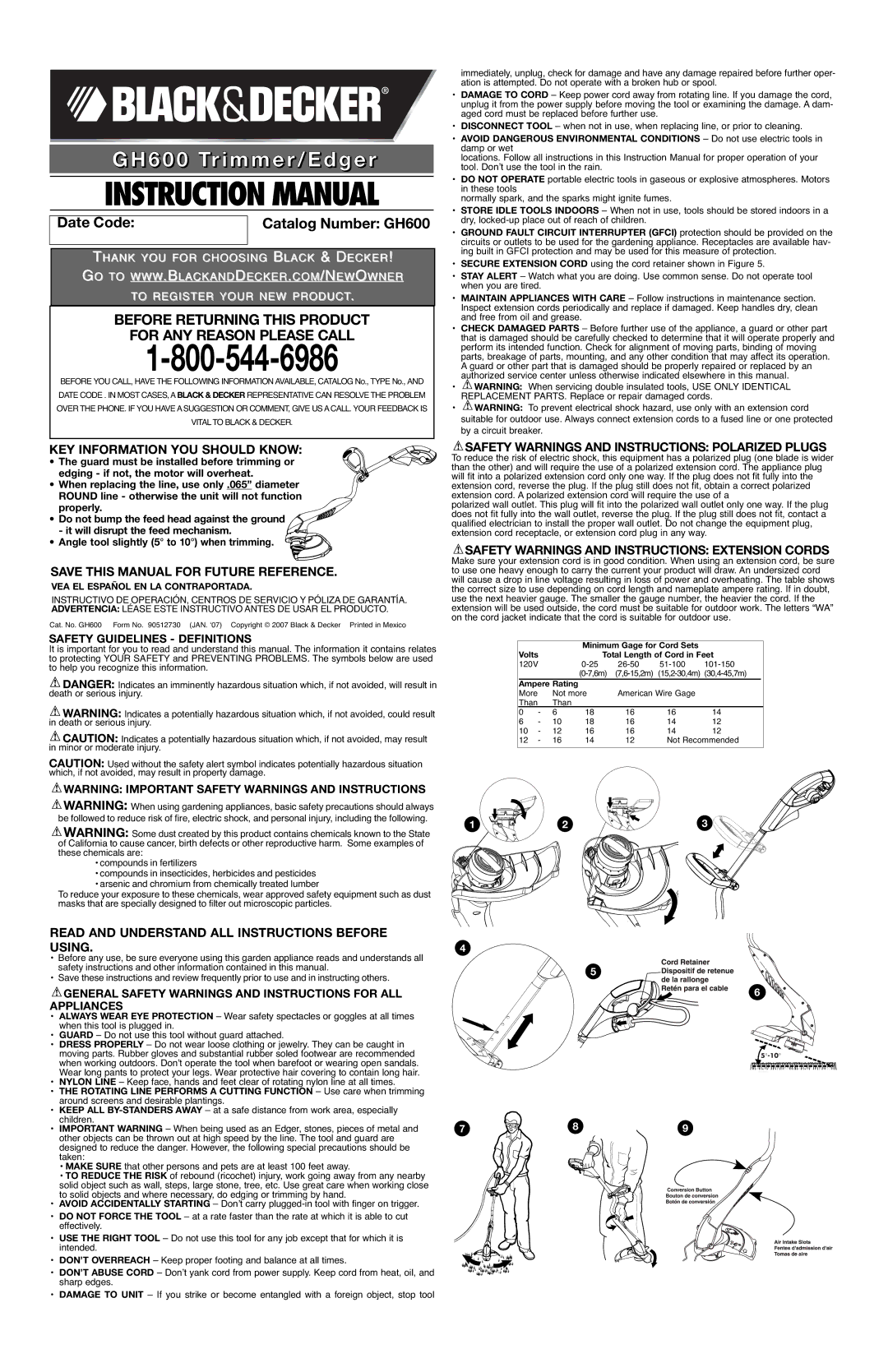 Black & Decker 90512730, GH600 instruction manual KEY Information YOU should Know, Save this Manual for Future Reference 