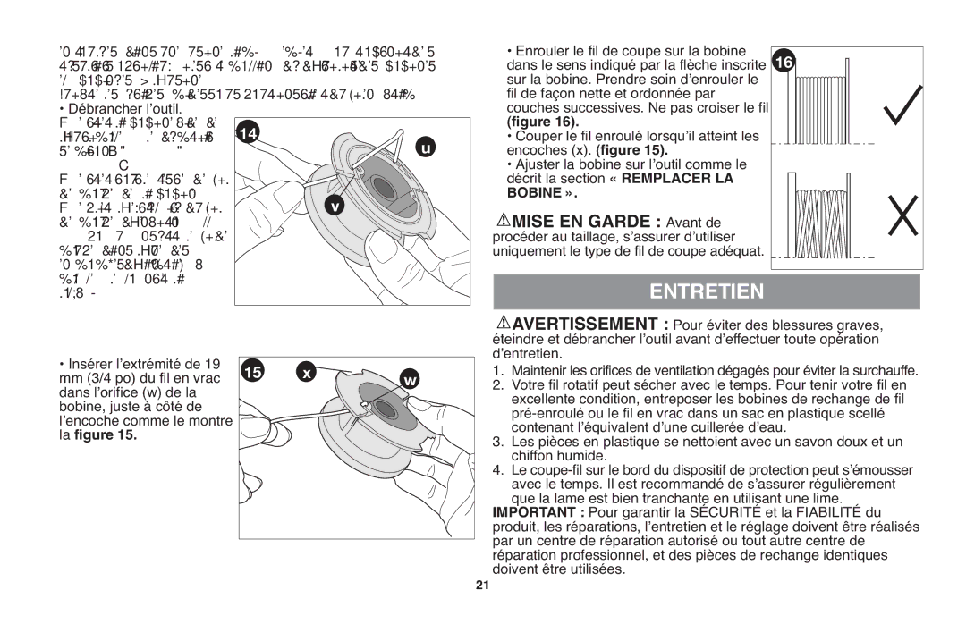 Black & Decker GH610 instruction manual Section « Remplacer LA, Bobine » 