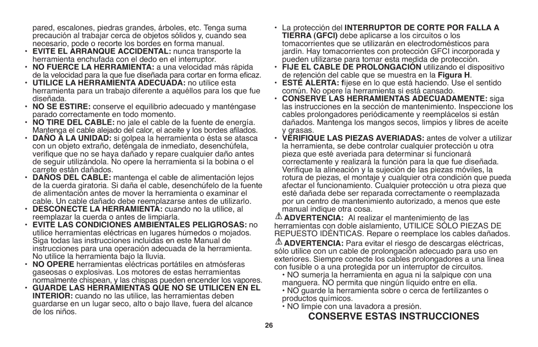 Black & Decker GH710 Fije EL Cable DE Prolongación utilizando el dispositivo, Conserve LAS Herramientas Adecuadamente siga 