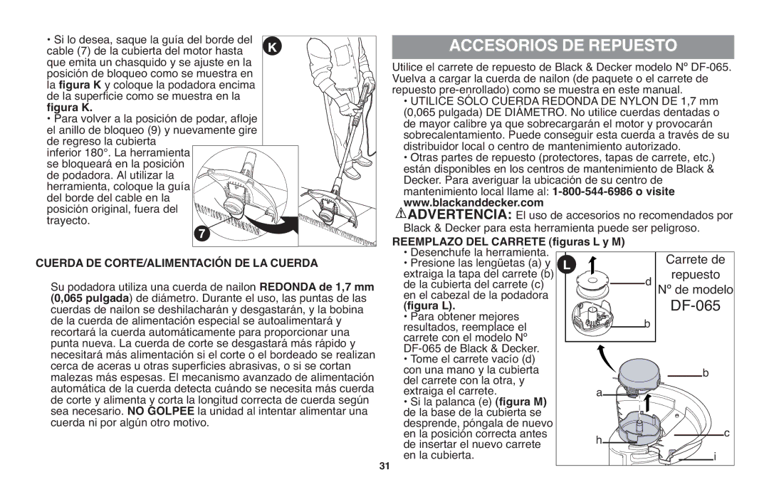 Black & Decker GH710 Accesorios DE Repuesto, Cuerda DE CORTE/ALIMENTACIÓNDE LA Cuerda, Redonda de 1,7 mm, Visite 