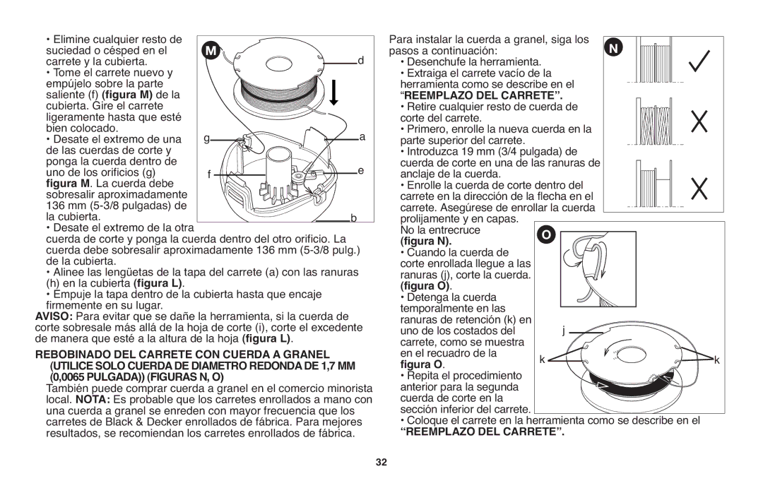 Black & Decker GH710 instruction manual Reemplazo DEL Carrete, Figura N 