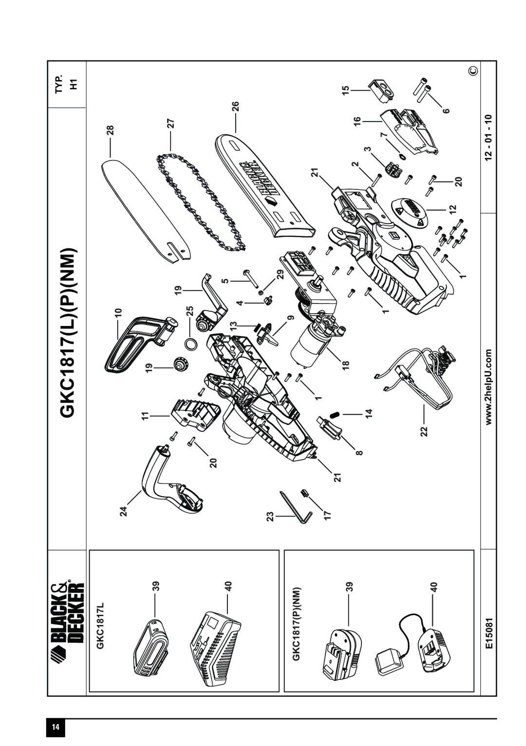 Black & Decker 90559283 manual GKC1817LPNM 