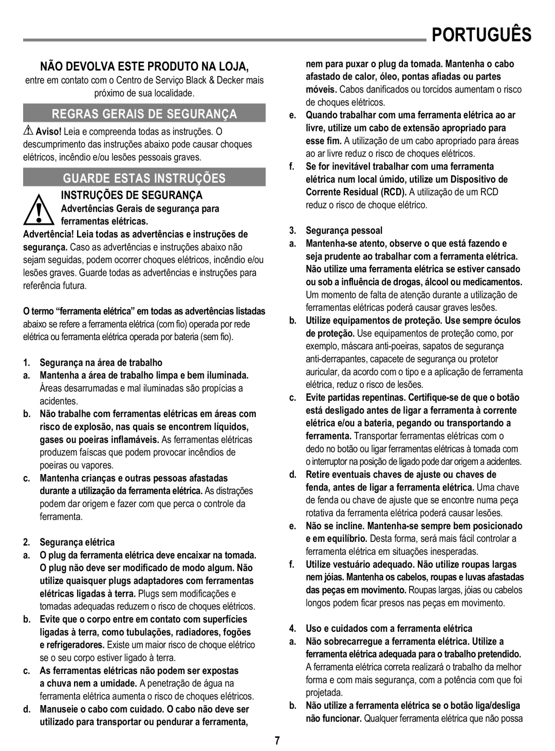 Black & Decker GL300 instruction manual Regras GE Rais DE Segura NÇA, Guarde Estas Instruções 