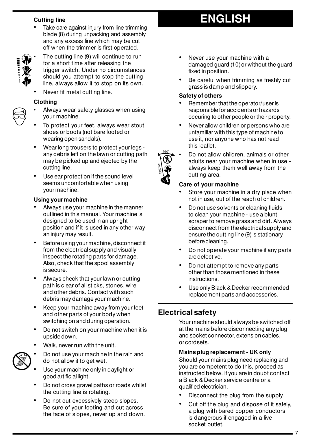 Black & Decker gl544 manual English, Electrical safety 