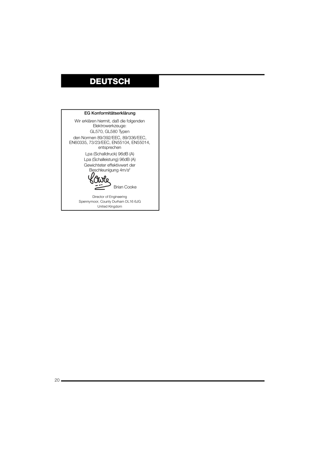 Black & Decker GL570 instruction manual Deutsch 