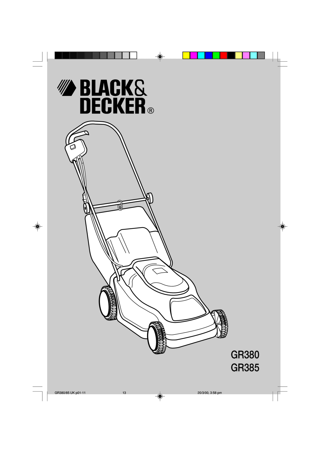 Black & Decker manual GR380 GR385, GR380/85 UK p01-11, 20/3/00, 3 58 pm 