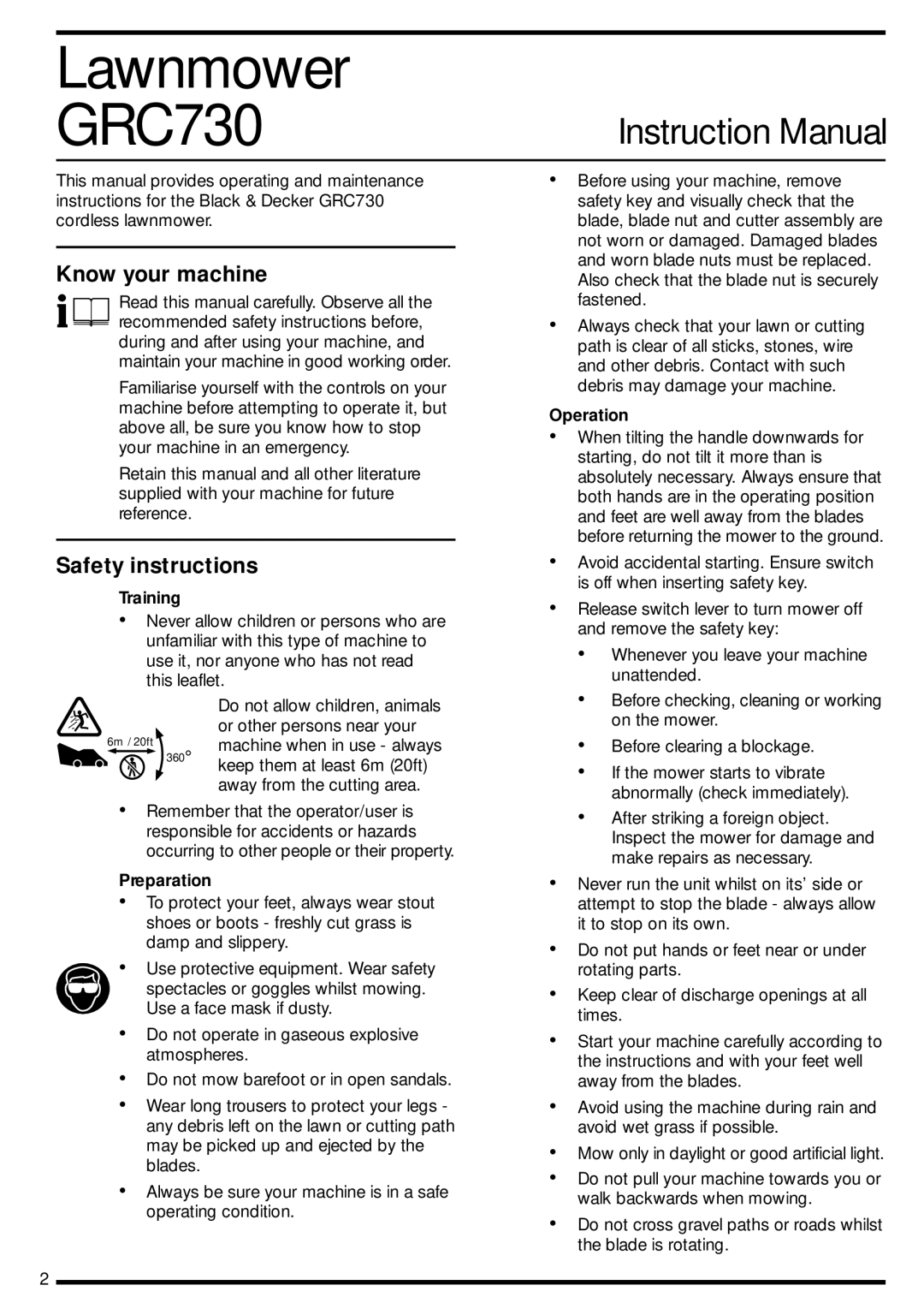 Black & Decker GRC730 manual Know your machine, Safety instructions 