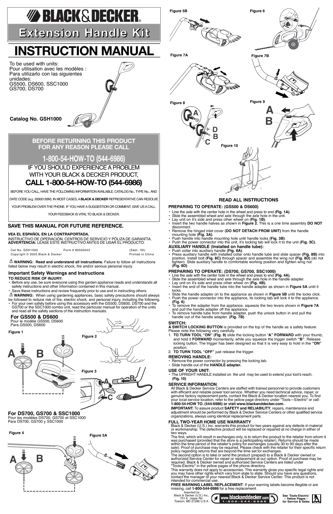 Black & Decker Gs500 instruction manual Preparing to Operate GS500 & DS600, Preparing to Operate DS700, GS700, SSC1000 