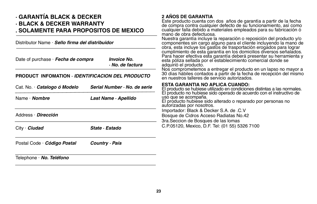 Black & Decker GSL35 instruction manual Product Infomation · Identificacion DEL Producto 