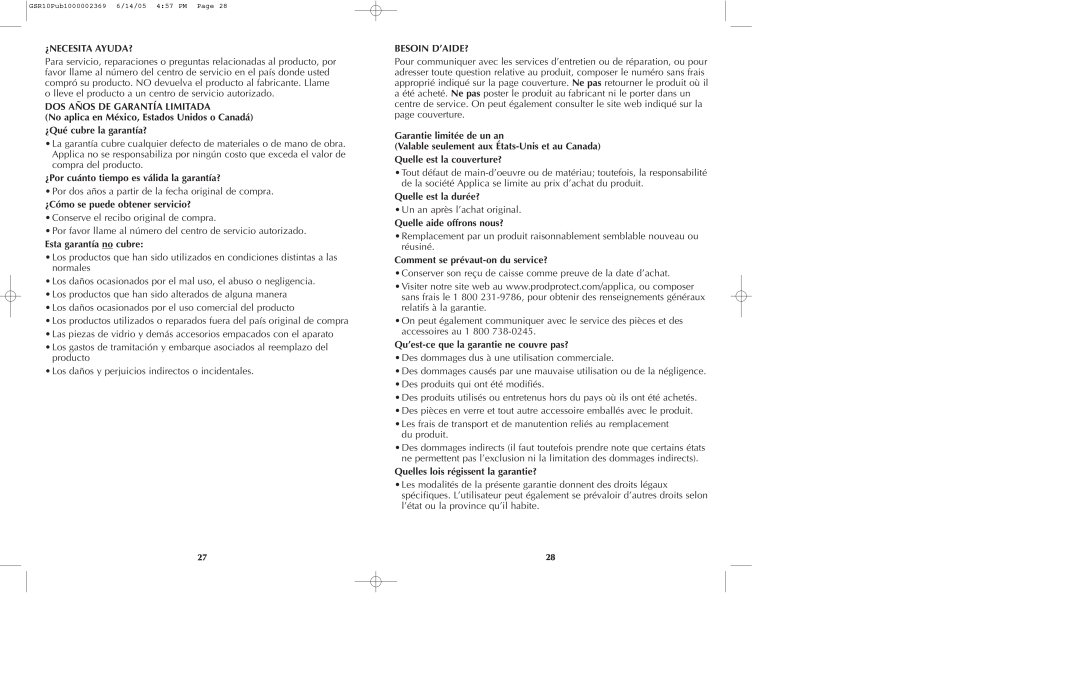 Black & Decker GSR10 manual ¿Necesita Ayuda?, Dos Años De Garantía Limitada, ¿Por cuánto tiempo es válida la garantía? 