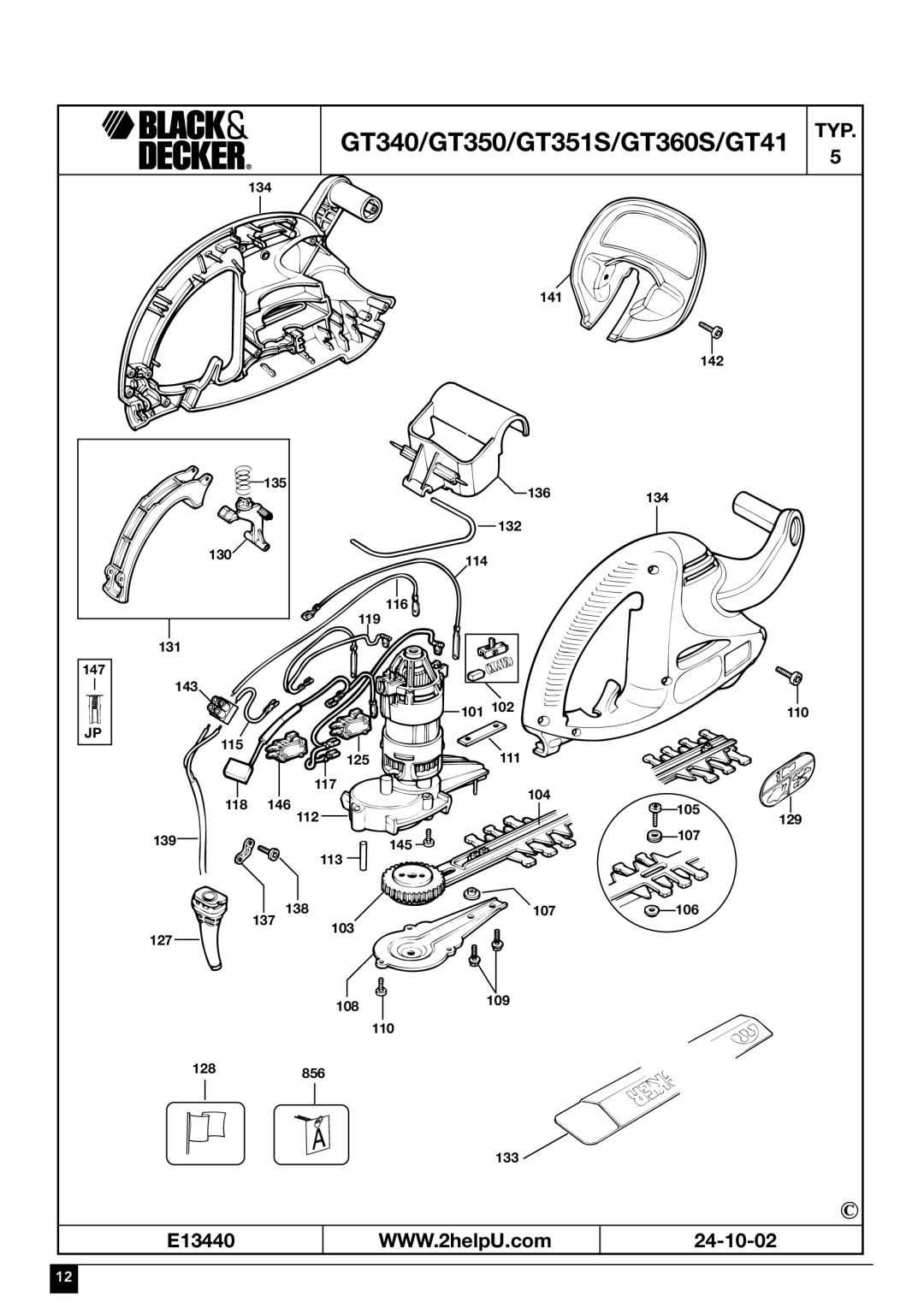 Black & Decker manual GT340/GT350/GT351S/GT360S/GT41 