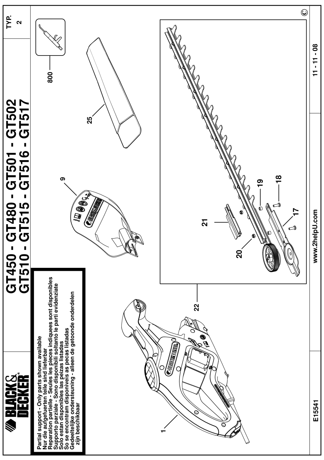 Black & Decker manual GT450 GT480 GT501 GT502 GT510 GT515 GT516 GT517 