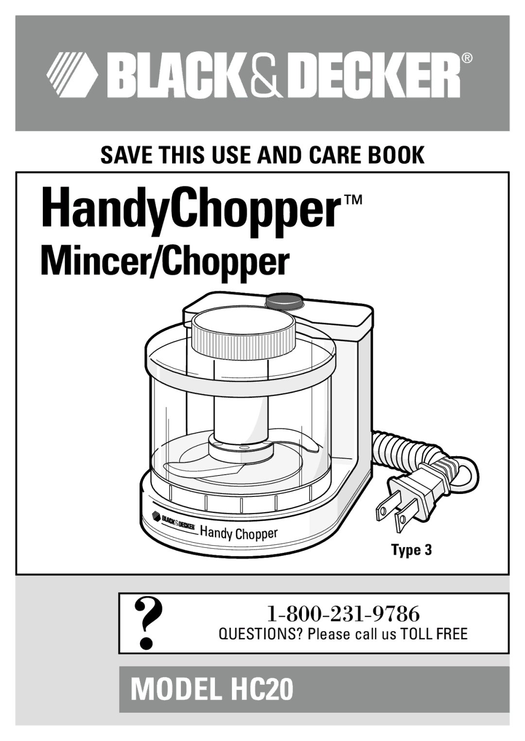 Black & Decker HC20 manual HandyChopper 