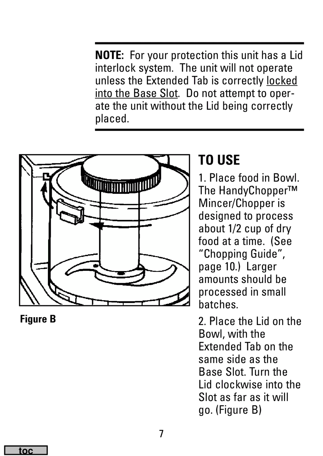 Black & Decker HC20 manual To USE 