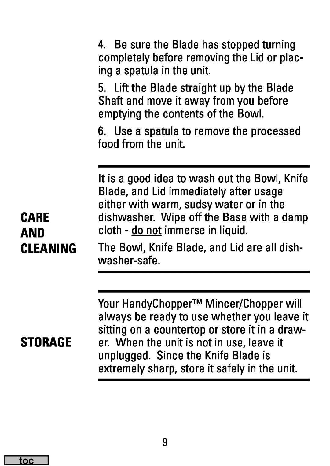 Black & Decker HC20 manual Care, Cleaning, Storage 