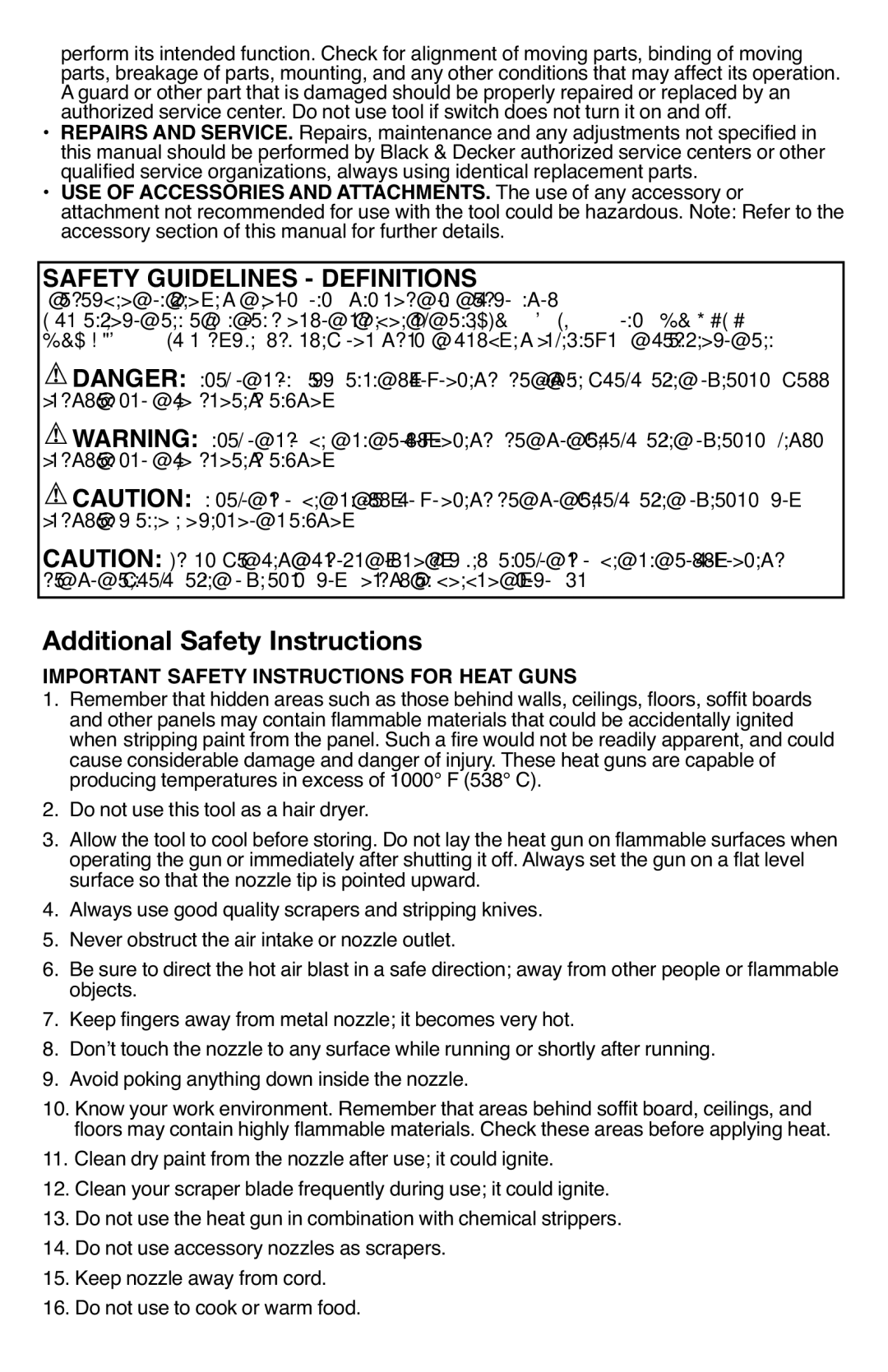 Black & Decker HG1300 instruction manual Additional Safety Instructions, Important Safety Instructions for Heat Guns 