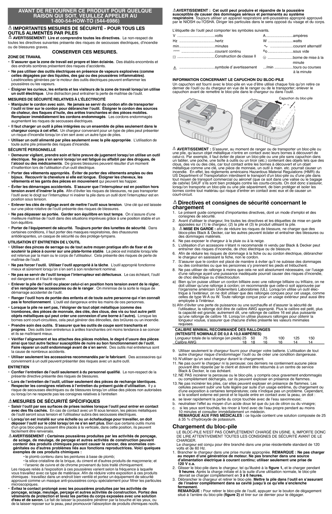 Black & Decker 5146692-00, HPD1200 Chargement du bloc-pile, Conserver CES Mesures, Mesures DE Sécurité Spécifiques 