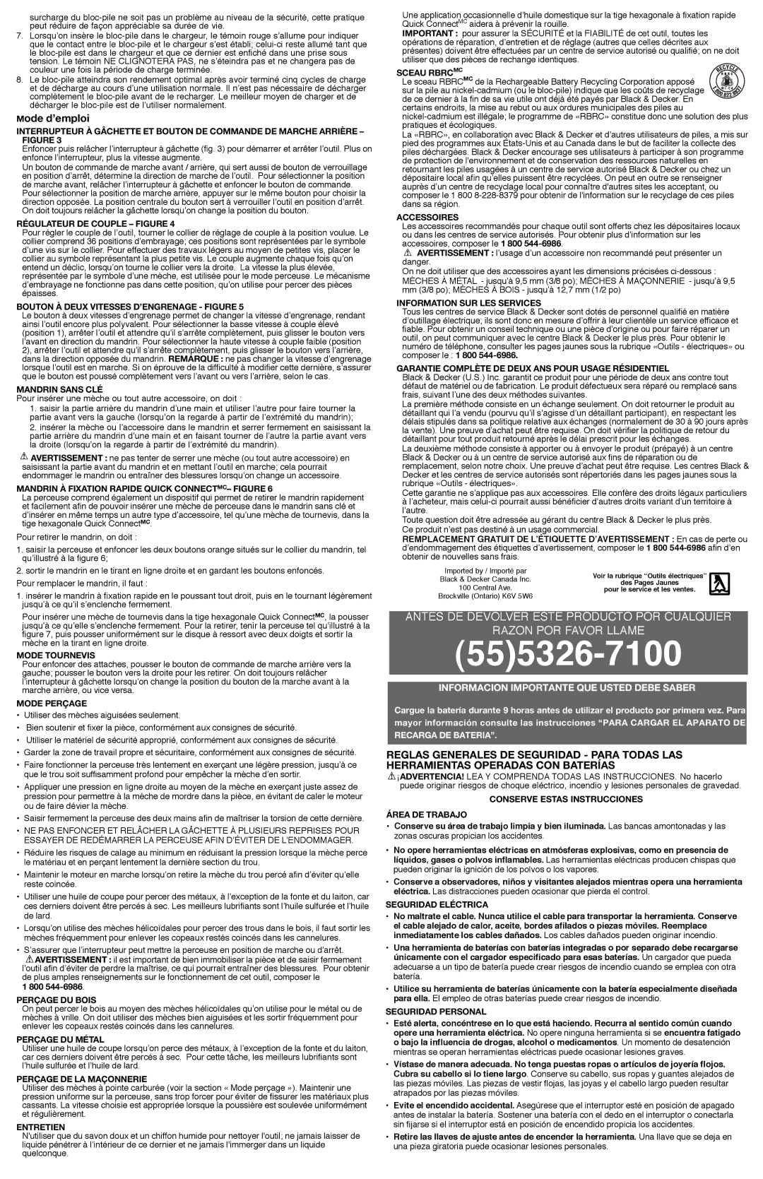 Black & Decker HPD1202 instruction manual Mode d’emploi 