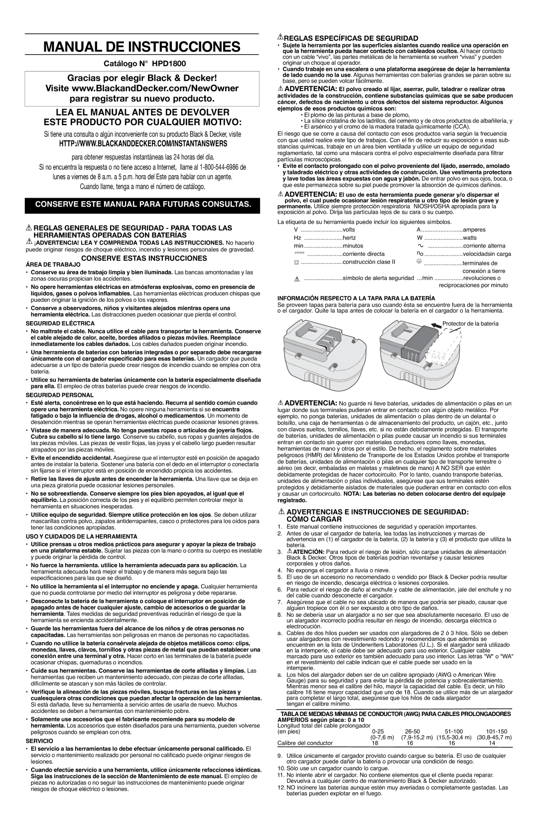 Black & Decker 90563682, HPD18AK-2 Para obtener respuestas instantáneas las 24 horas del día, Conserve Estas Instrucciones 