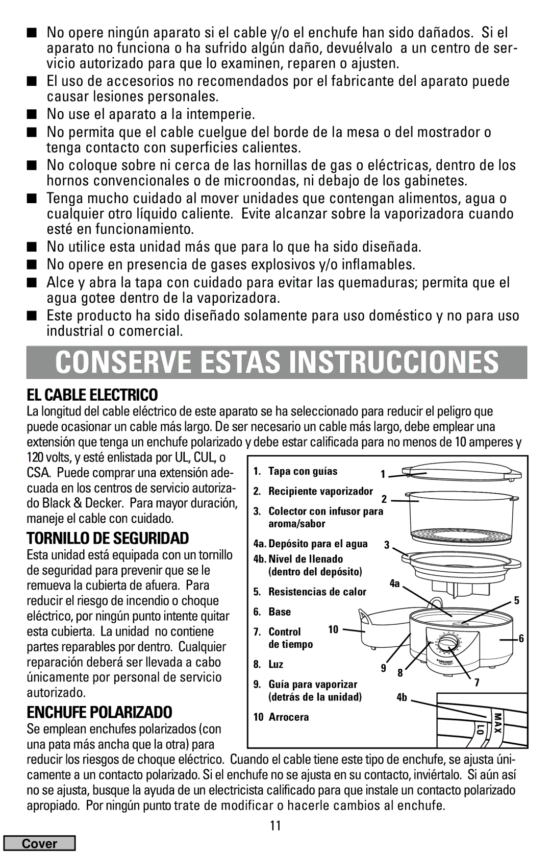 Black & Decker HS2000, HS1776 manual EL Cable Electrico, Tornillo DE Seguridad 