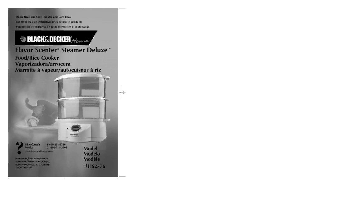 Black & Decker manual Model Modelo Modèle HS2776, Please Read and Save this Use and Care Book 