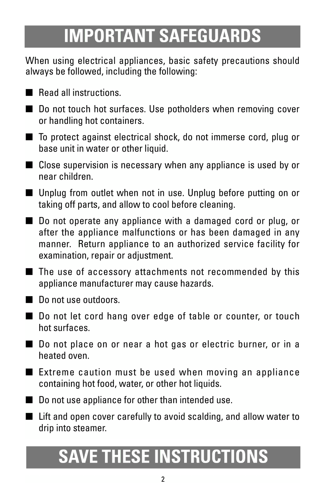 Black & Decker HS90 manual Important Safeguards 