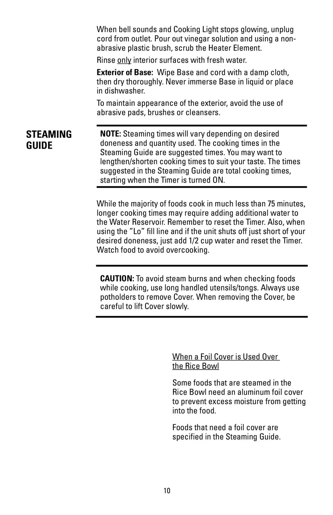 Black & Decker HS90 manual Steaming Guide 