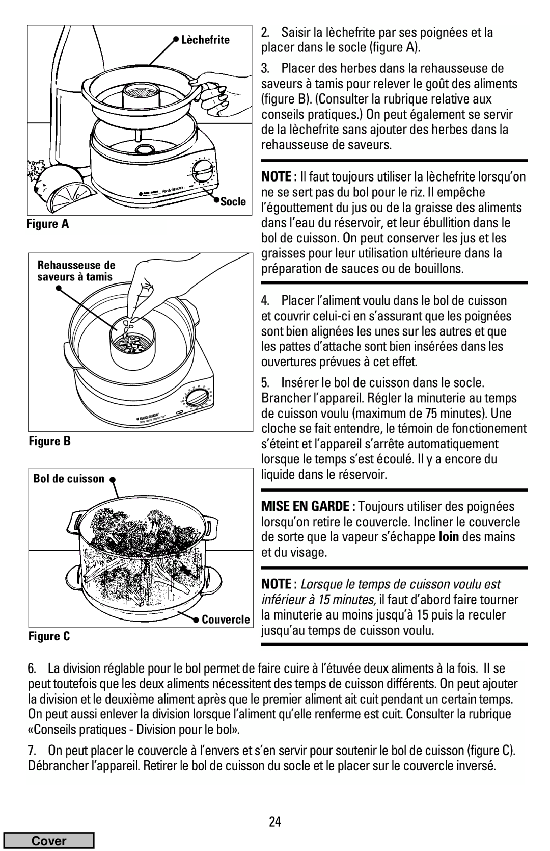 Black & Decker HS900 manual Figure a, Rehausseuse de saveurs à tamis 