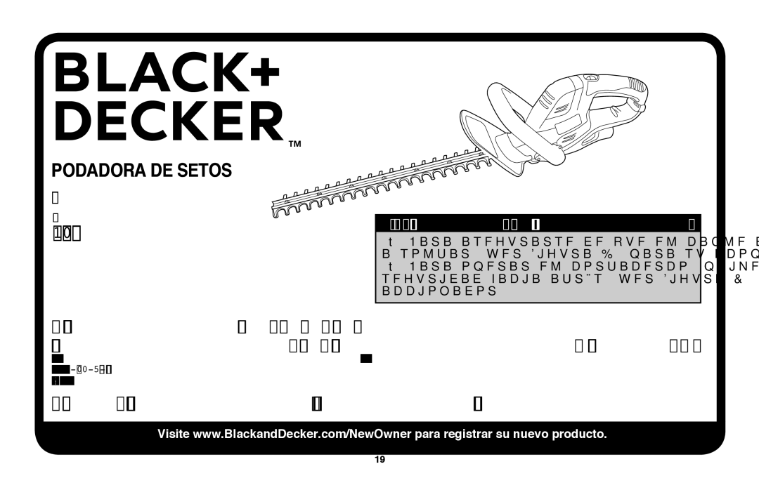 Black & Decker HT18, HT20 instruction manual Podadora de setos 