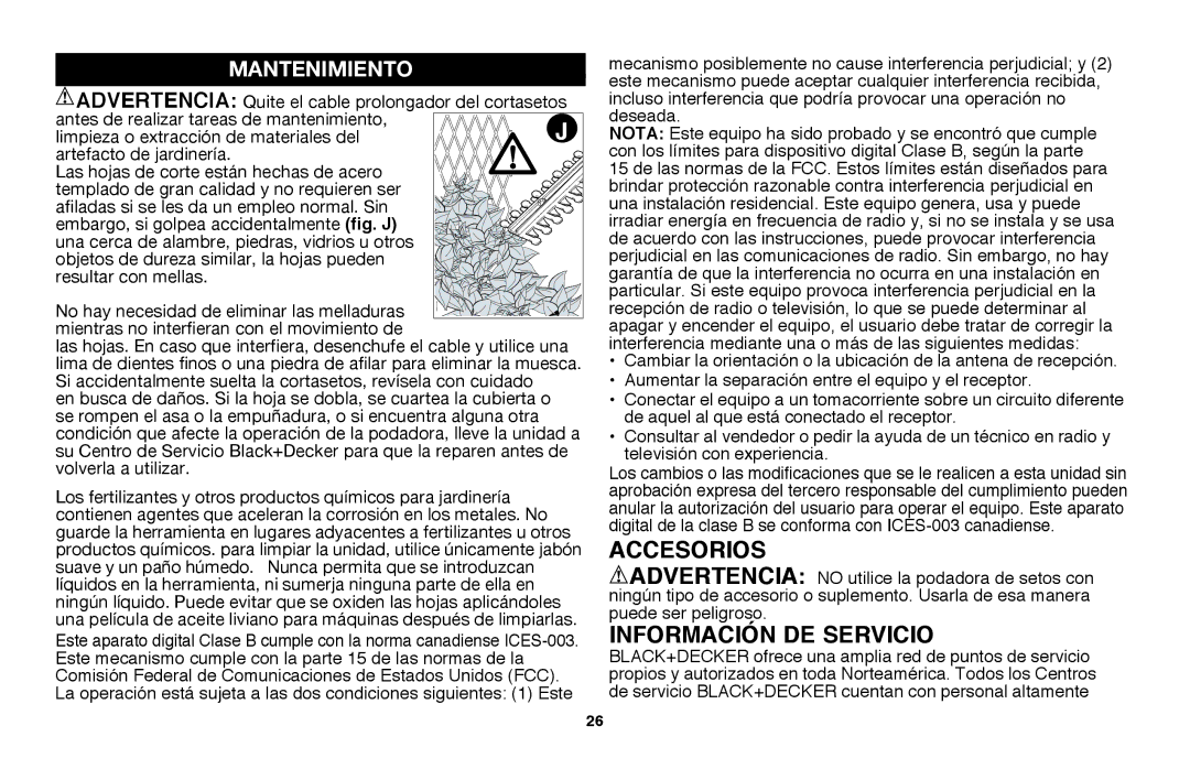 Black & Decker HT20, HT18 instruction manual Accesorios, Mantenimiento 