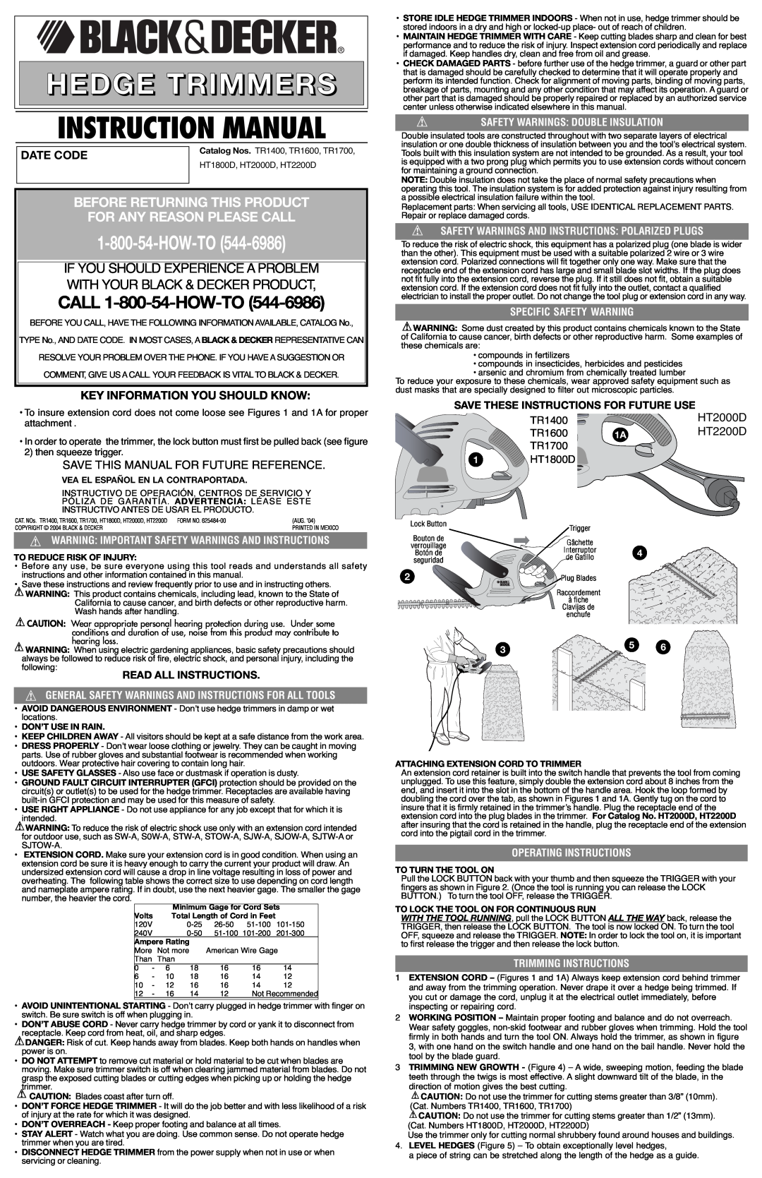 Black & Decker HT2000D instruction manual Date Code, Key Information You Should Know, HT2200D, Read All Instructions 
