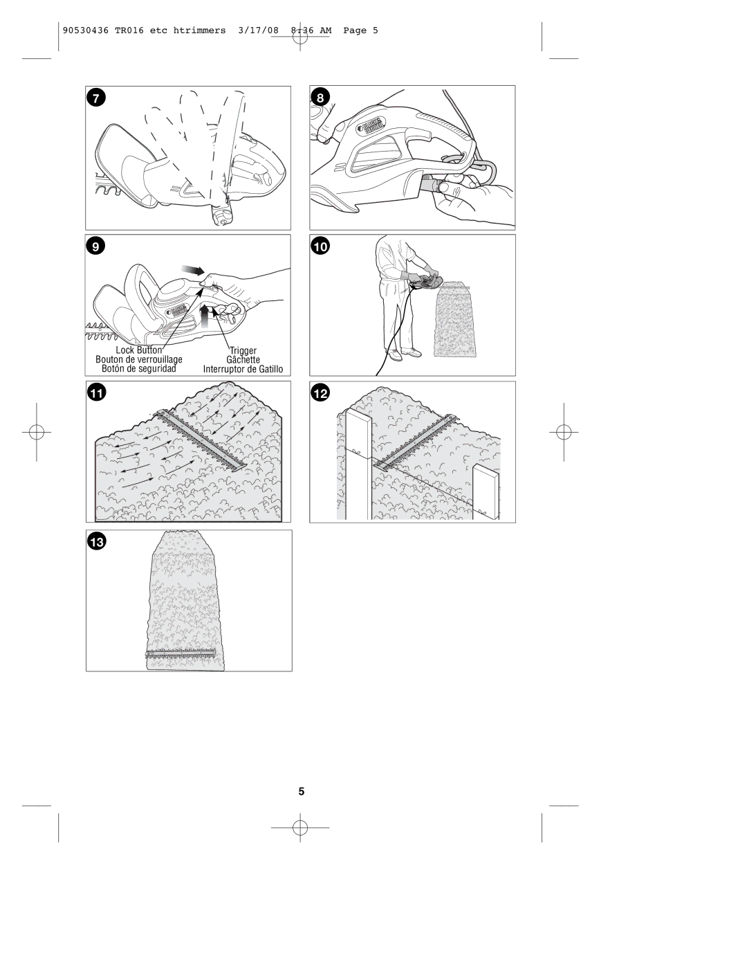 Black & Decker HT512, HT020, HT012, HT018, TR017, HT022 instruction manual 90530436 TR016 etc htrimmers 3/17/08 836 AM 