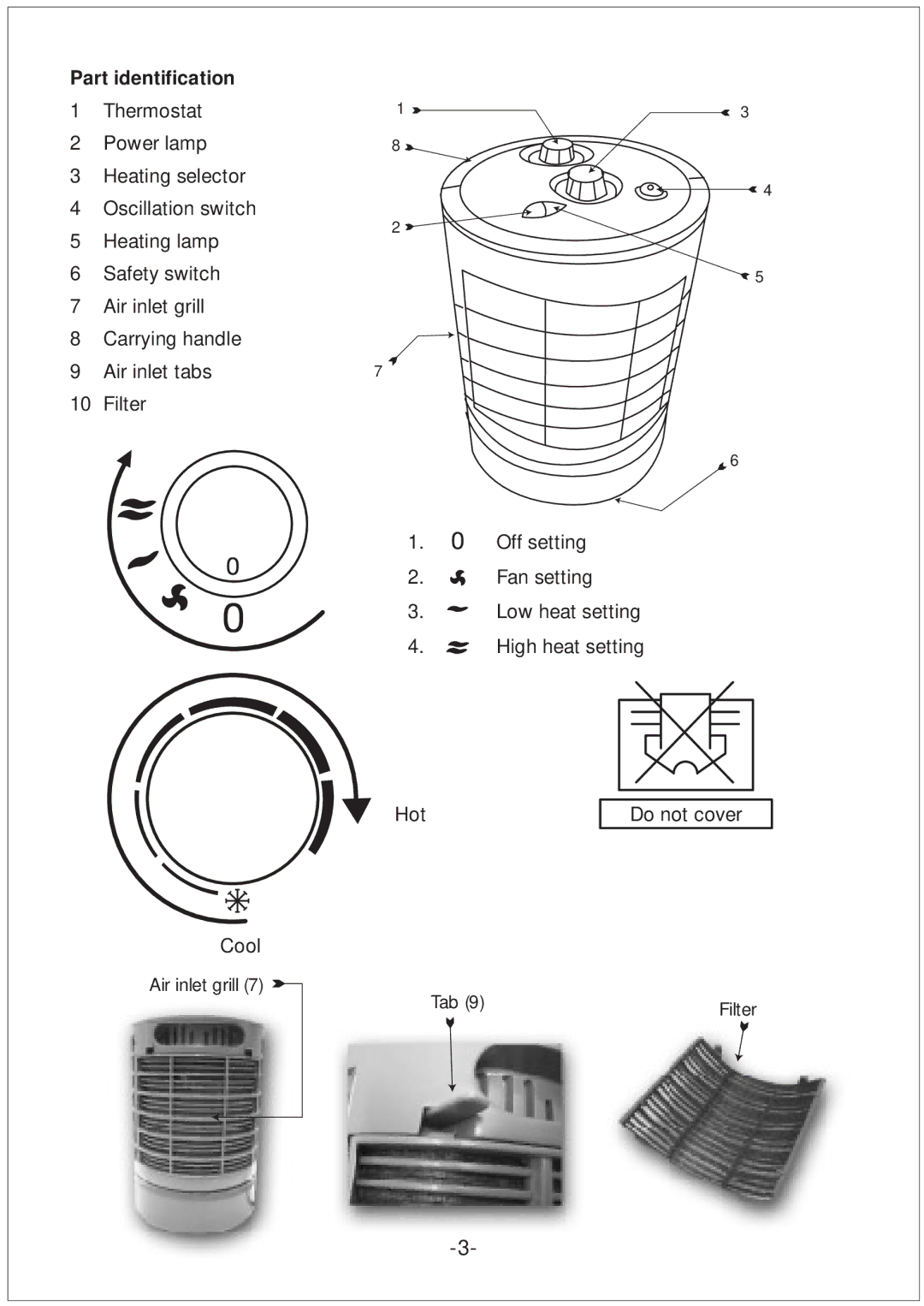 Black & Decker HX325 manual Part identification 