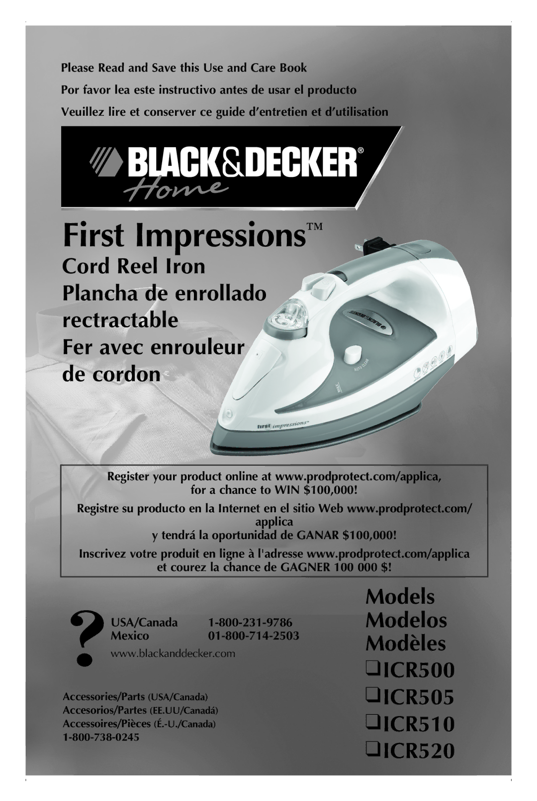 Black & Decker manual Models Modelos Modèles ICR500 ICR505 ICR510 ICR520, Please Read and Save this Use and Care Book 