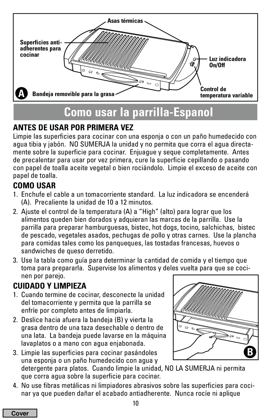 Black & Decker IG100 manual Antes DE Usar POR Primera VEZ, Como Usar, Cuidado Y Limpieza 