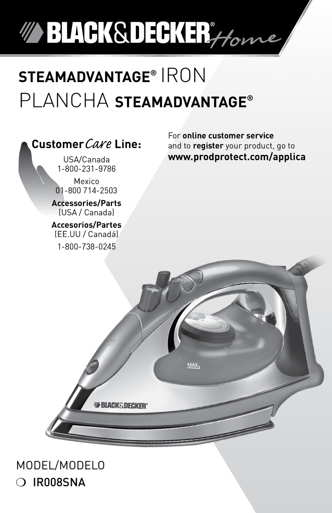 Black & Decker IR008SNA manual Steamadvantage Iron Plancha Steamadvantage 