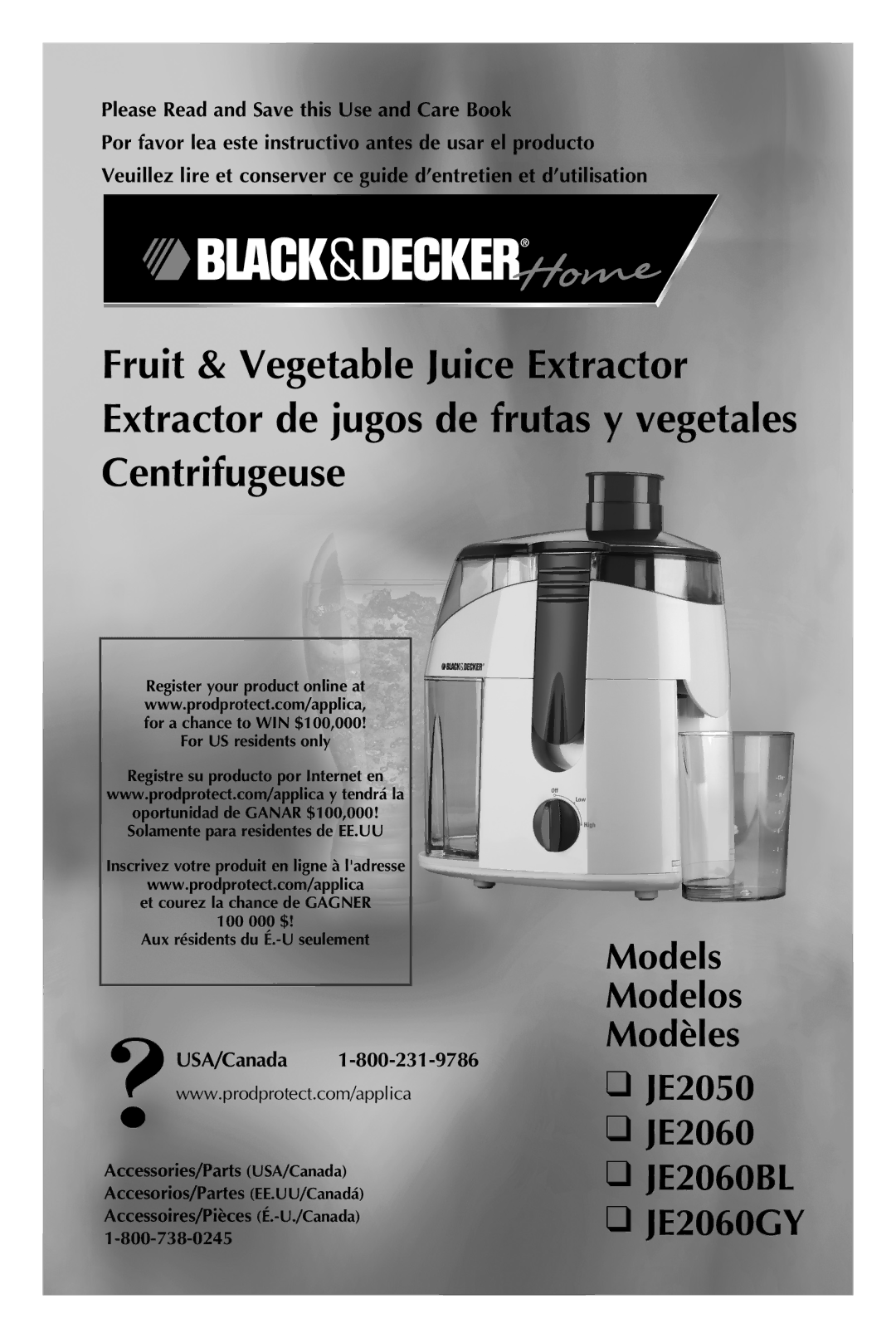 Black & Decker manual Models Modelos Modèles JE2050 JE2060 JE2060BL JE2060GY, USA/Canada 