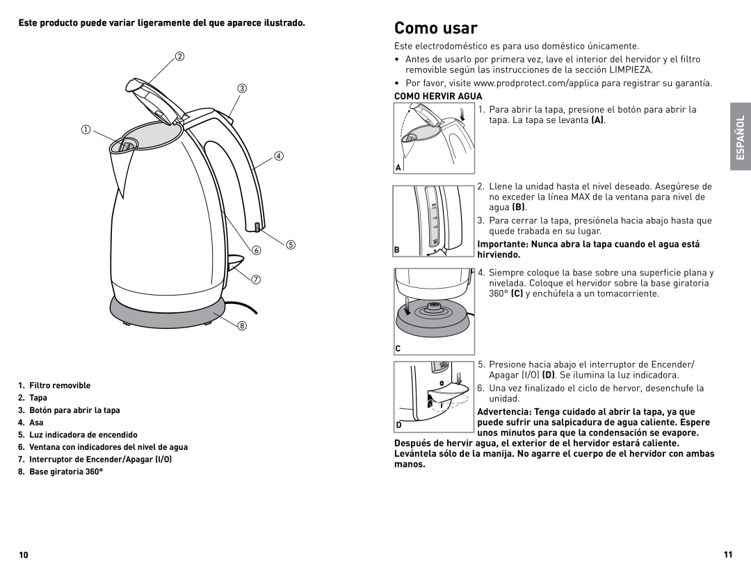Black & Decker JKC650 manual Como usar, Español 