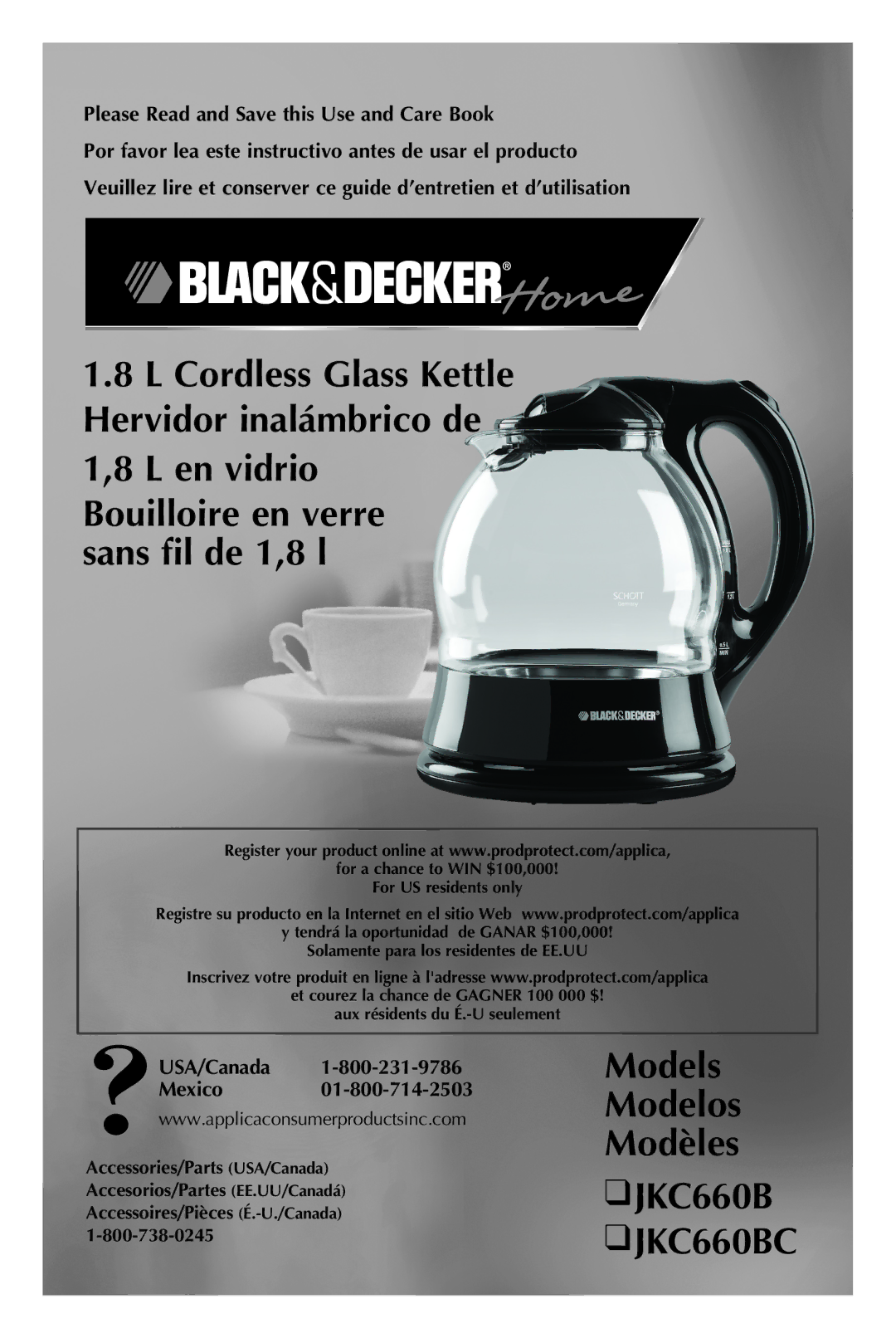 Black & Decker manual Models Modelos Modèles JKC660B JKC660BC, Please Read and Save this Use and Care Book 