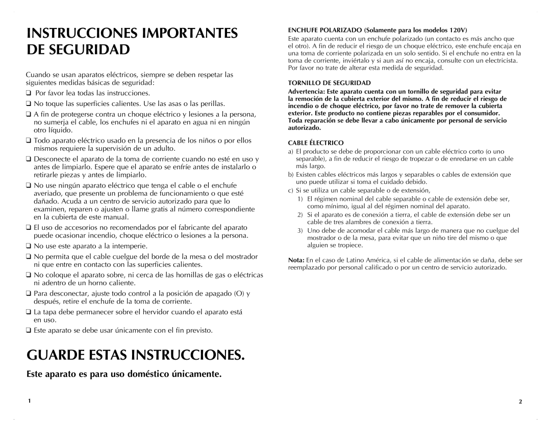 Black & Decker JKC680-CL manual Guarde Estas Instrucciones, Instrucciones Importantes DE Seguridad 