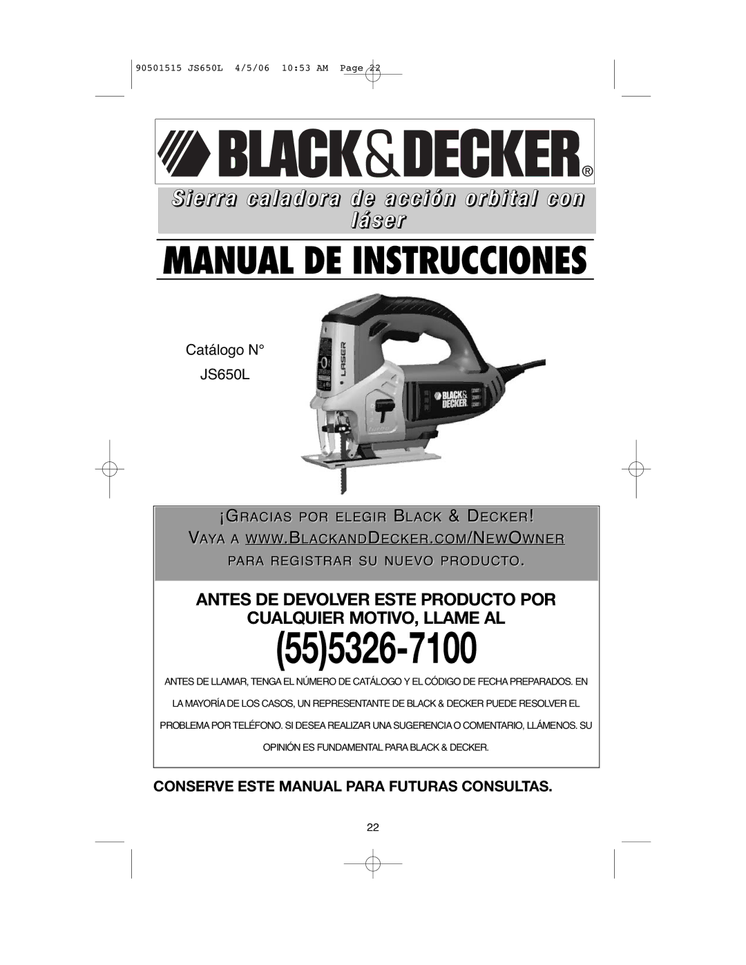 Black & Decker JS650L instruction manual 555326-7100 