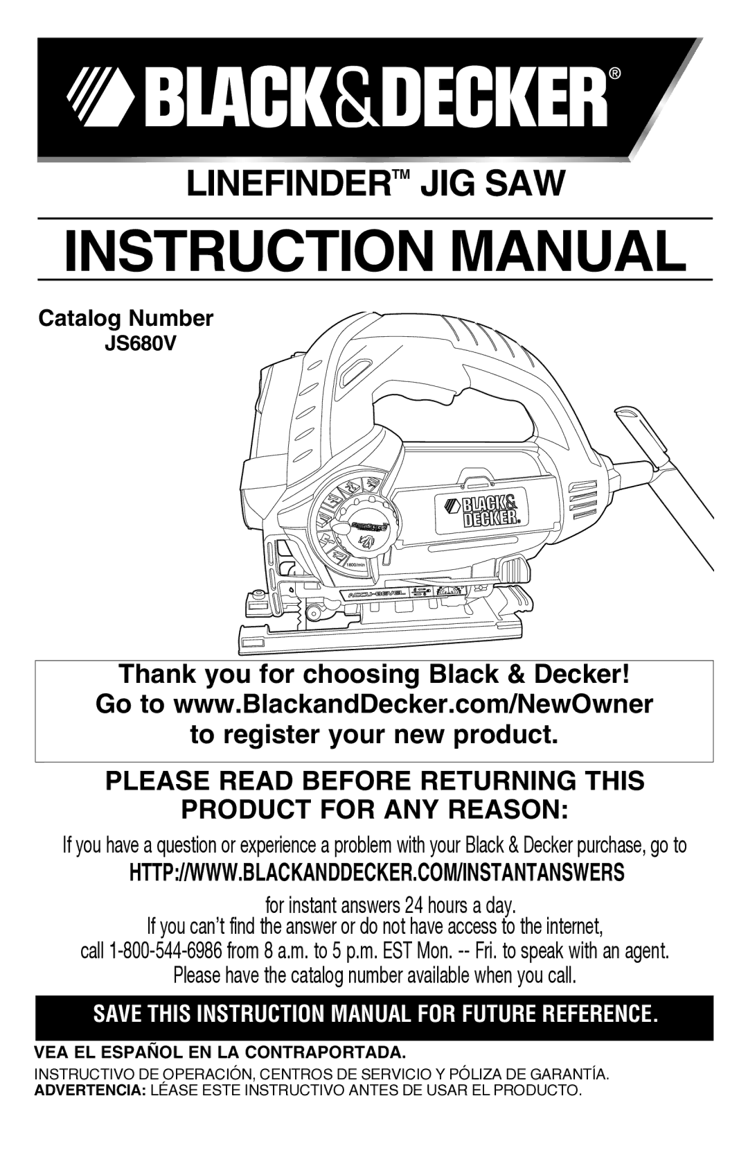 Black & Decker JS680V instruction manual VEA EL ESPAñOL EN LA Contraportada 