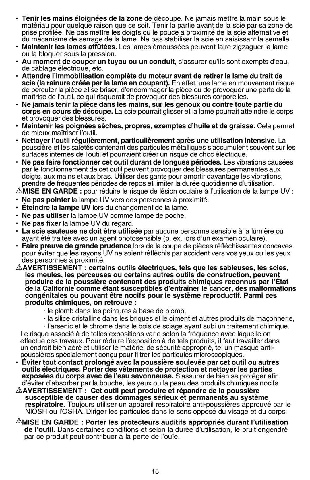 Black & Decker JS680V instruction manual · le plomb dans les peintures à base de plomb 