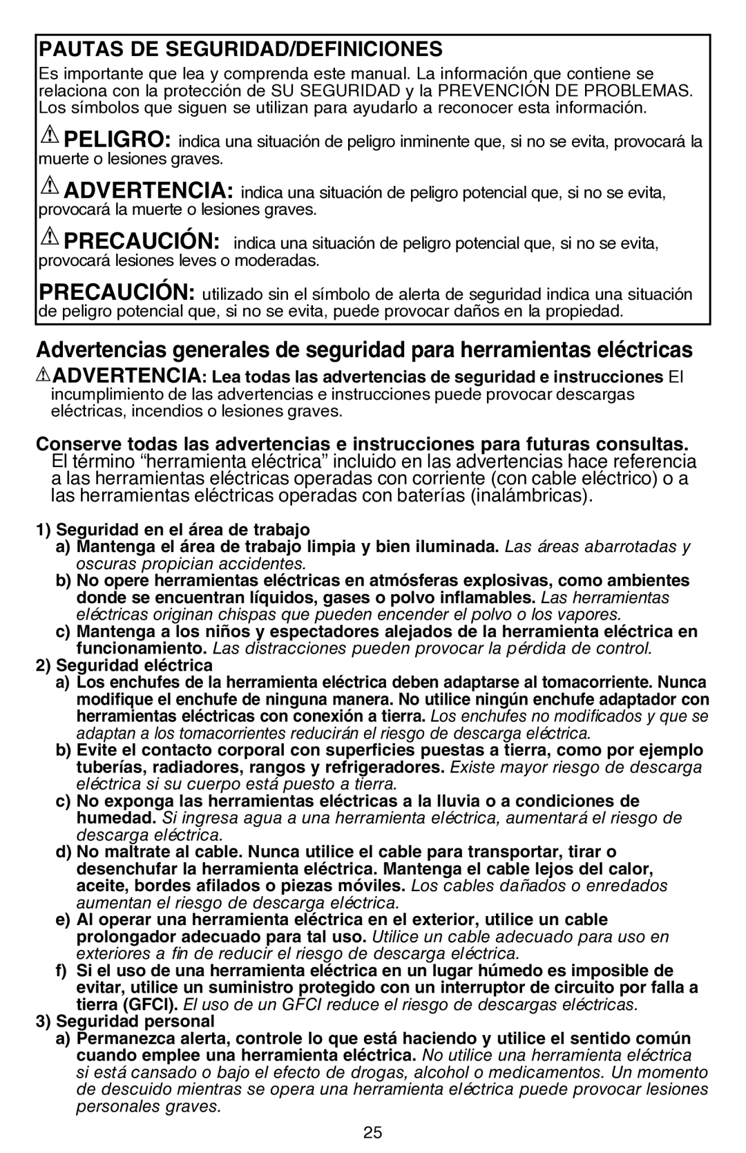 Black & Decker JS680V instruction manual Pautas DE SEGURIDAD/DEFINICIONES 