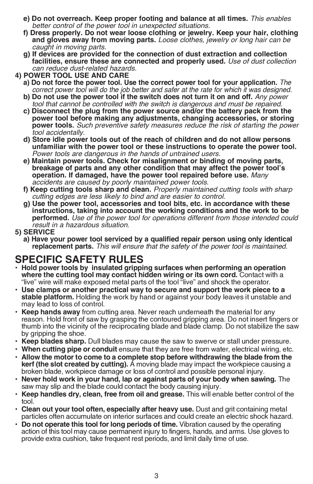 Black & Decker JS680V instruction manual Specific Safety Rules 