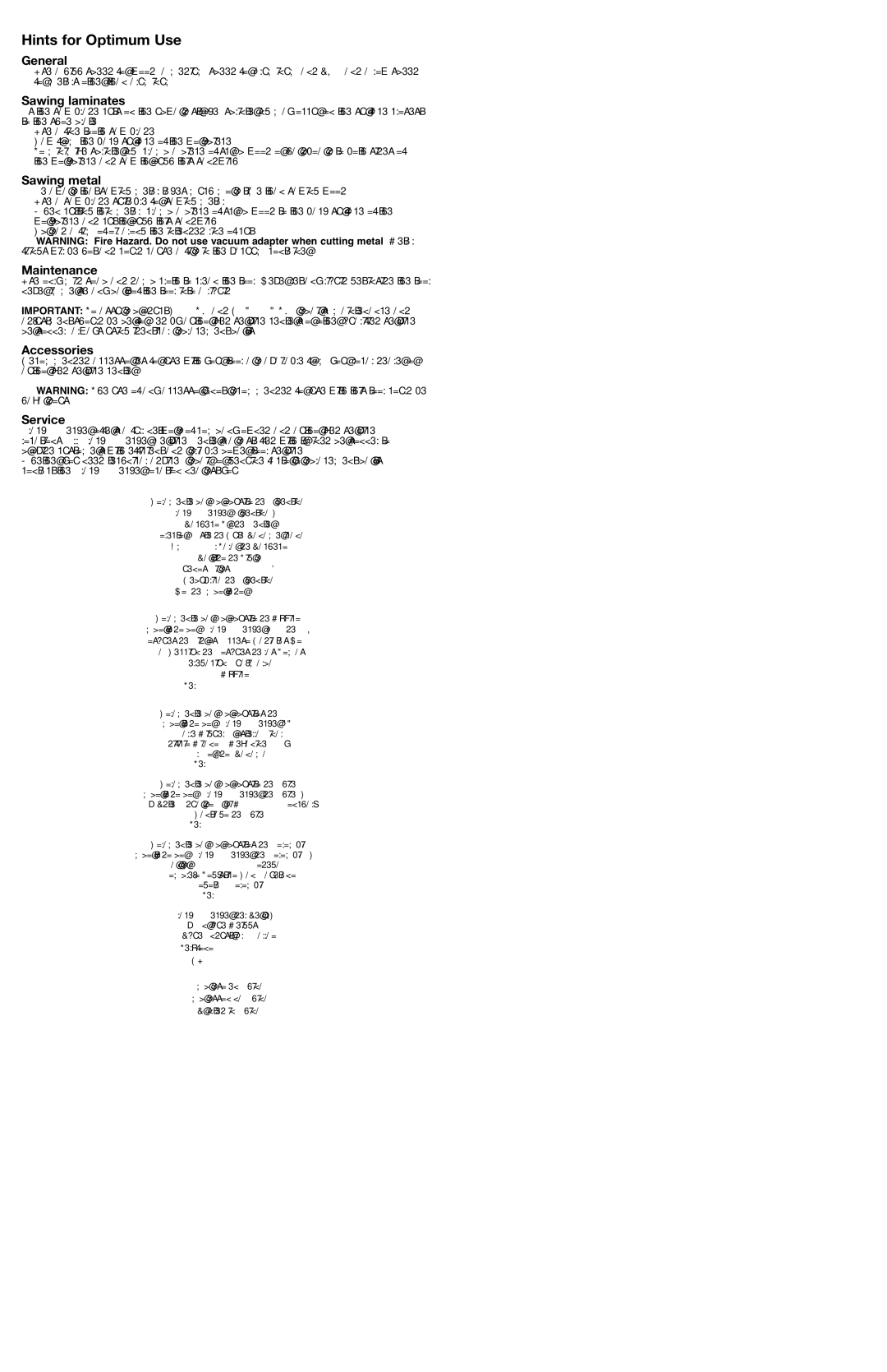 Black & Decker JS700K, 587384-03 instruction manual Hints for Optimum Use 