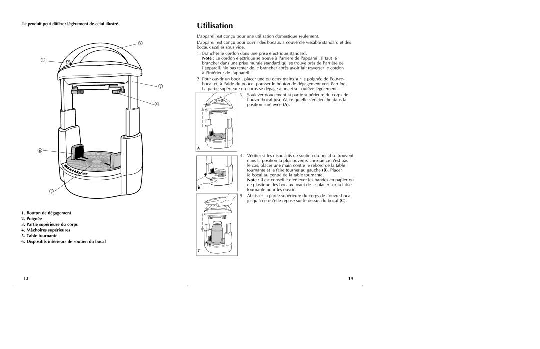 Black & Decker JW250 manual Utilisation 